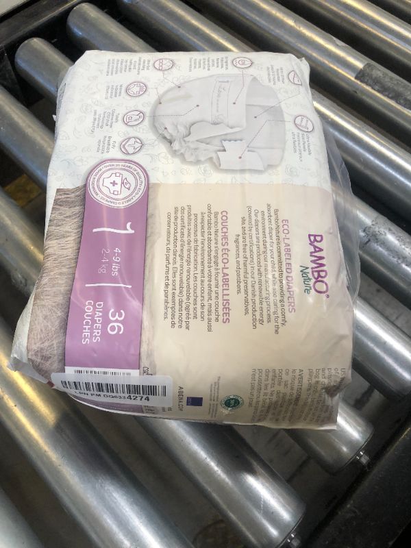 Photo 1 of Bambo Nature Hypoallergenic Baby Diapers, Eco-Labelled Sustainable Diapers, Enhanced Leakage Protection, Totally Chlorine-free, Skin Friendly, and Super Absorbent - Size 1 (36 Count)