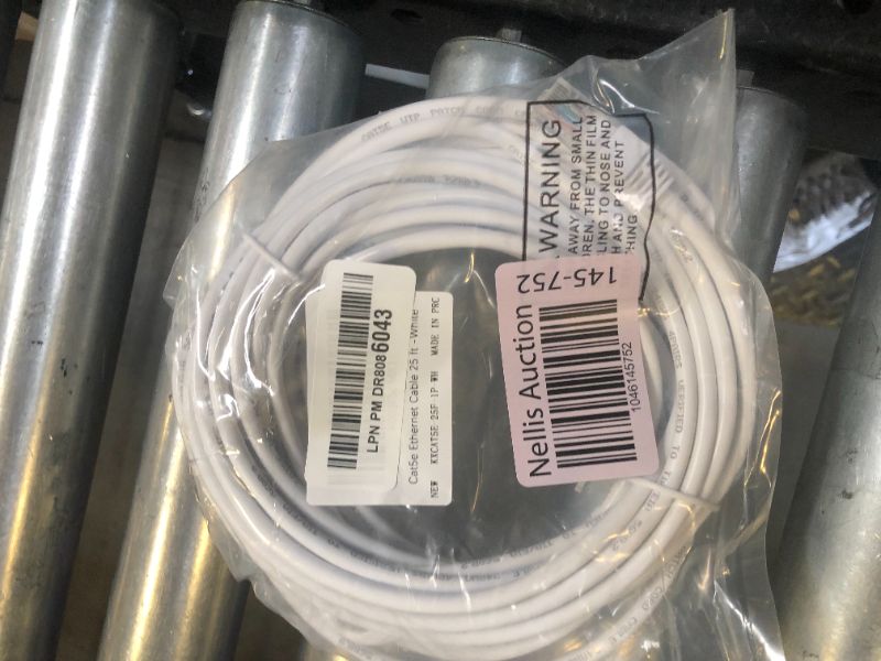 Photo 1 of Cat5e Ethernet Cable 25 FT, Long Cat 5e Internet Cable, White Snagless Patch Cord, Flexible, Network, LAN, PoE, Standard RJ45 Connector for PC, Server, Router, Modem, TV, PS5 - with 15 Cable Ties