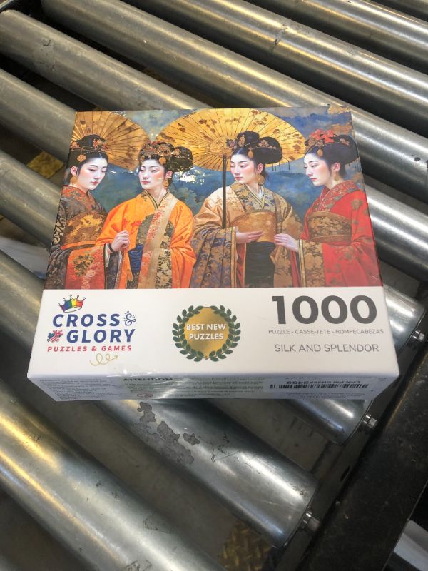Photo 1 of Cross & Glory - Silk and Splendor: an Imperial Puzzle Panorama - 1000 Piece Jigsaw Puzzle for Adults | Tang Dynasty Art | Textured Oil and Watercolor Mix