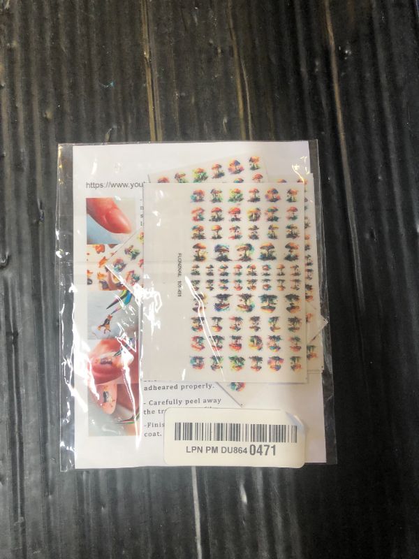 Photo 1 of Nail Stickers Decals (5 Sheets) FLONZNAIL Beautiful Watercolor Fantasy Mushrooms Vintage Styled Nail Decor