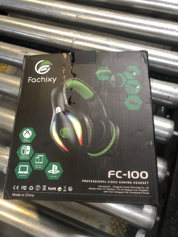 Photo 1 of Fachixy FC100 Gaming Headset with Microphone for PS4, PS5, Switch, Xbox, PC, Mac, Gamer Headset with RGB Light, Computer Headphones with Mic