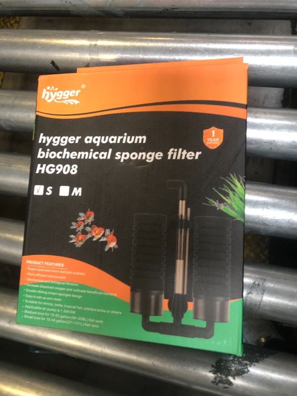 Photo 1 of hygger Sponge Filter, Aquarium Filter Double Sponge Replaceable Media with 4 Biochemical Sponges and 1 Bag of Filtered Ceramic Balls Ultra Quiet Filter Fish Tank (S/M)