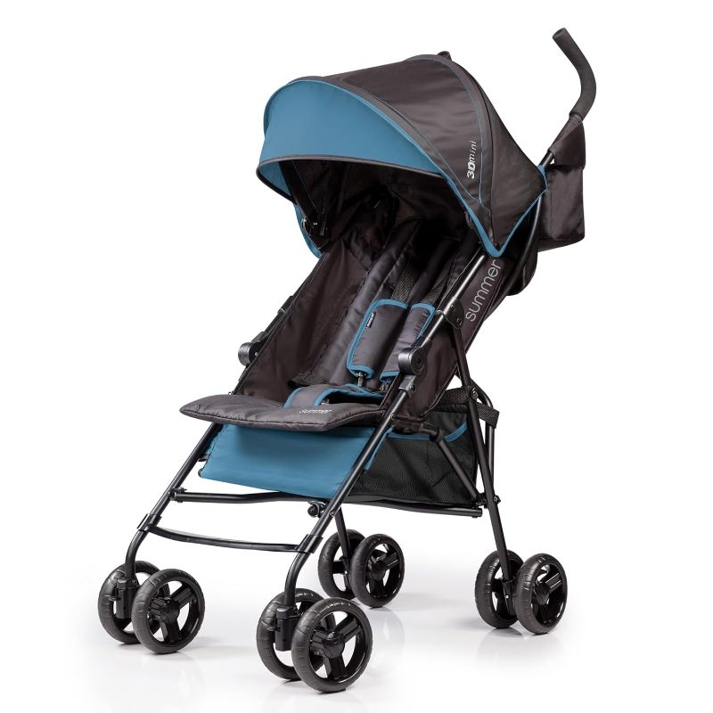 Photo 1 of Ingenuity 3D Mini Convenience Stroller – Lightweight Stroller with Compact Fold, Multi-Position Recline, Canopy with Pop Out Sun Visor – Umbrella Stroller for Travel & More, Blue/Black
