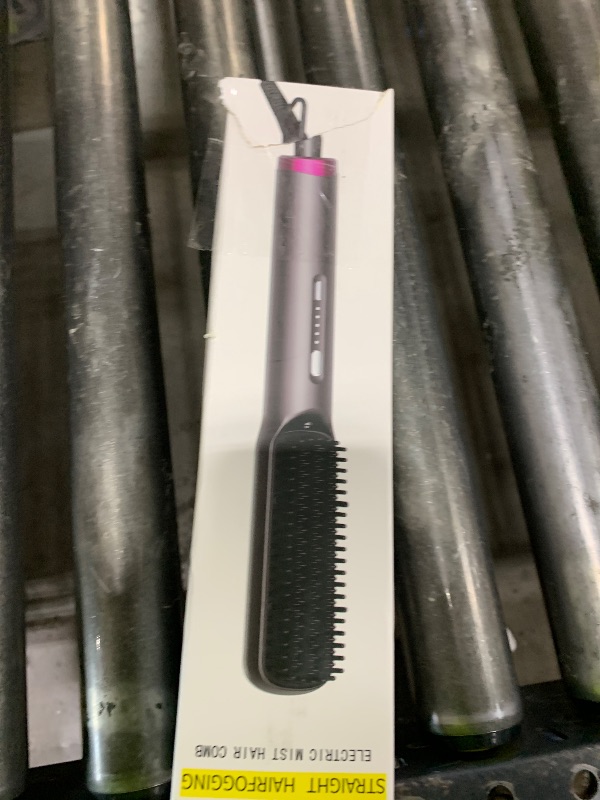 Photo 1 of 2 in 1 Steam Hair Straightener Brush, MSDS Approved 30s Fast Heat-up Electric Portable steam Straightener Brush Hot Comb with 2 Essential Oils, Reduce Frizz, Nourishes Hair, 20Min Auto Shut-Off