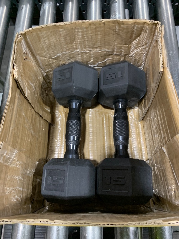 Photo 1 of CAP Barbell 150 LB Coated Hex Dumbbell Weight Set with Vertical Storage Rack | Black Handle