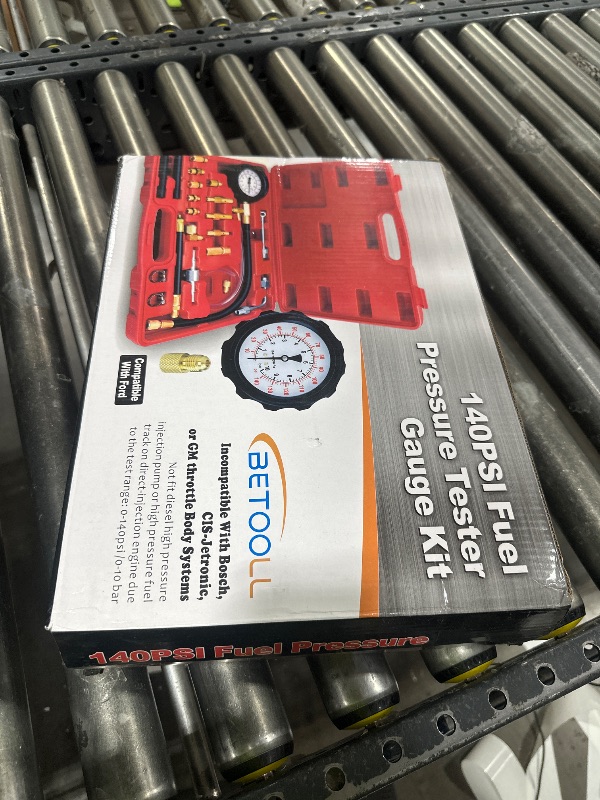 Photo 1 of BETOOLL Fuel Pressure Test Kit 0-100PSI with 9.49,7.89,6.30 Fuel Line Fittings