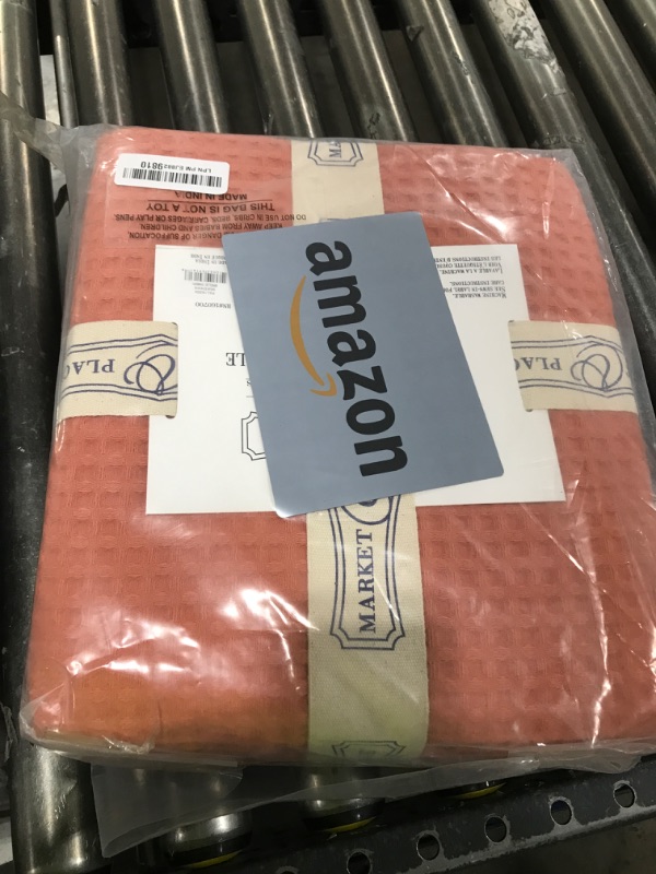 Photo 1 of 100% Cotton Waffle Weave Bed Blanket | Soft, Breathable, and Lightweight Blanket for All-Season | Perfect for Layering | Brielle Collection (Full/Queen, Burnt Orange)