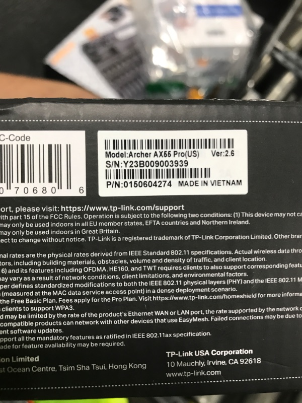 Photo 1 of TP-Link AX3000 WiFi 6 Router (Archer AX55 Pro) - Multi Gigabit Wireless Internet, 2 x 2.5 Gbps Ports, Dual Band, VPN Router, OFDMA, MU-MIMO, USB 3.0 Port, WPA3, Compatible with Alexa