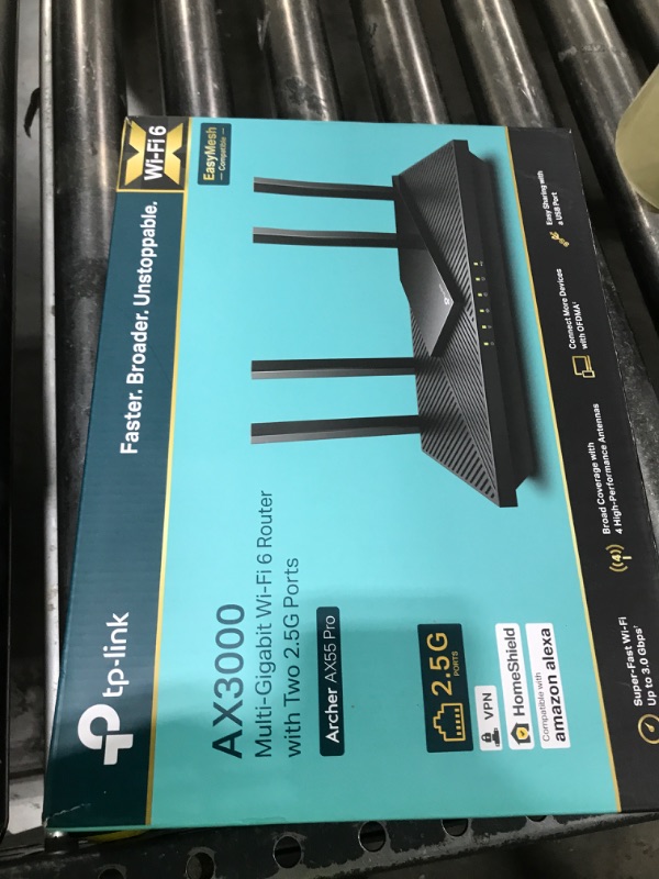 Photo 1 of TP-Link AX3000 WiFi 6 Router (Archer AX55 Pro) - Multi Gigabit Wireless Internet, 2 x 2.5 Gbps Ports, Dual Band, VPN Router, OFDMA, MU-MIMO, USB 3.0 Port, WPA3, Compatible with Alexa