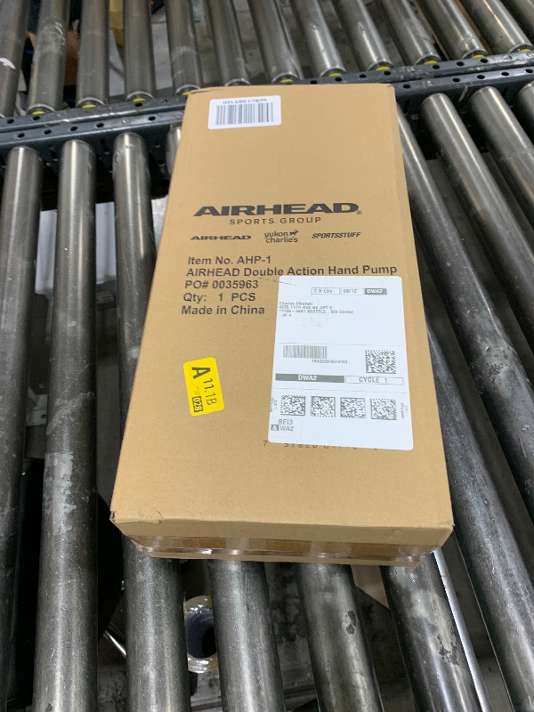 Photo 1 of AIRHEAD Double Action Hand Pump – Manual Air Pump for Inflatables, Towables & Floats – Inflates on Up & Down Stroke – Up to 14 PSI – 5ft Locking Hose + 4 Valve Fittings