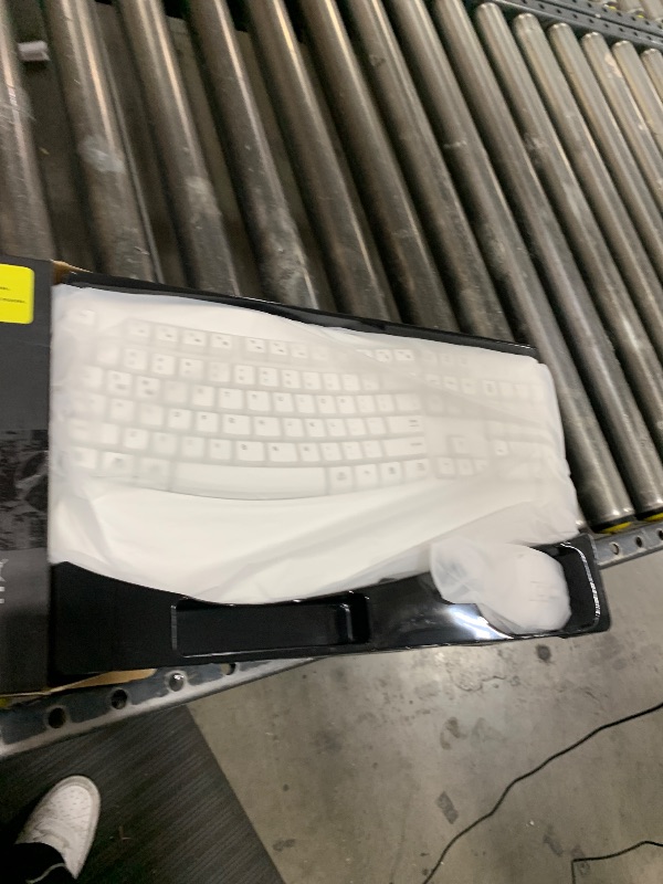 Photo 1 of Wireless Keyboard and Mouse Combo, 2.4G Full Size Wave Keys Ergonomic Keyboard with Wrist Rest and 3-Level DPI Adjustable Wireless Ergonomic Mouse for Windows, Mac OS Desktop/Laptop/PC(White)