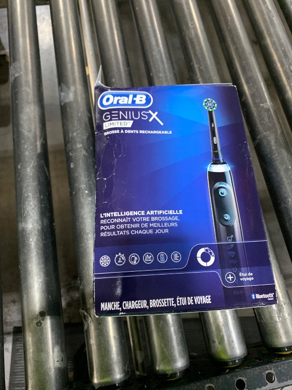 Photo 1 of Oral-B Genius X Limited Rechargeable Electric Toothbrush with 1 Replacement Brush Head, Travel Case, Midnight Black
