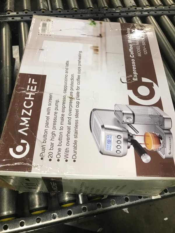 Photo 1 of AMZCHEF Espresso Machine with LCD Display, 20 Bar Cappuccino Machines with Automatic Milk Frother for Home Gifts, Latte Coffee Maker with Dual Wall & Filters, Stainless Steel Style sliver