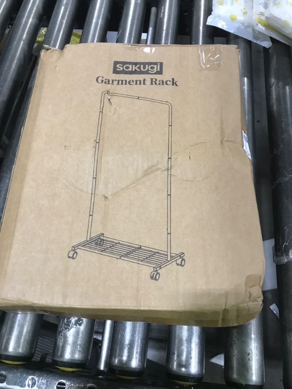 Photo 1 of Sakugi Clothes Rack - Clothing Rack with Storage Mesh Shelf & Casters, Heavy-Duty Metal Clothing Rack for Hanging Clothes, Dresses, Coats, Large Load Capacity, Easy Assembly, Black, 28.0"x14.0"x59.0"