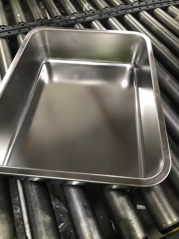 Photo 1 of Stainless Steel Cat Litter Box High Side Cats Toilet Metal Kitten Litter Pan, Pet Cleaning Tool for Big and Small Cats, Rabbits, Splash-Proof and Non-Stick Cat Poop Box odorless 19.7"x13.8"x5.9"
