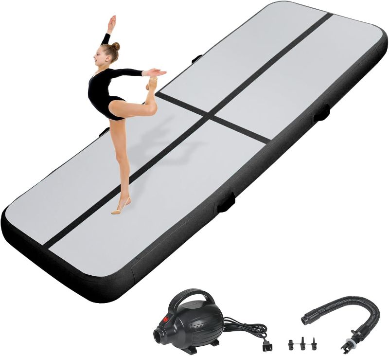 Photo 1 of Inflatable Air Gymnastics Tumbling Mat 10ft, Air Tumble Track Mat 4 inches Thickness with Electric Air Pump for Home Use/Training/Cheerleading/Yoga/Water/Beach/Park

