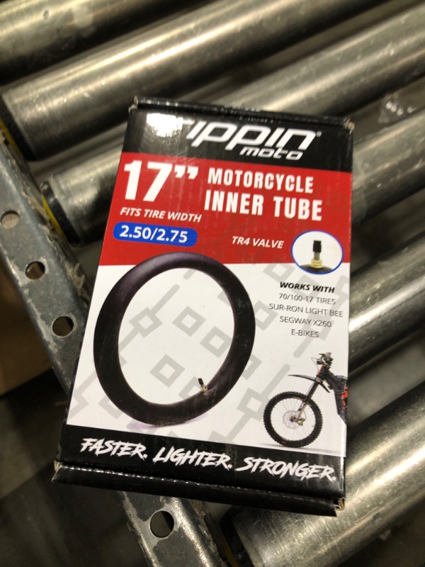 Photo 1 of Rippin Moto 2.75/3.00-19 Heavy Duty Inner Tube (70/100-19) 2.5mm Thick - TR4 Valve - Fits Most 3.0-19 Motocross Tires, Surron Light Bee X, Talaria, E-Ride PRO SS, Altis Sigma, Rawrr Mantis