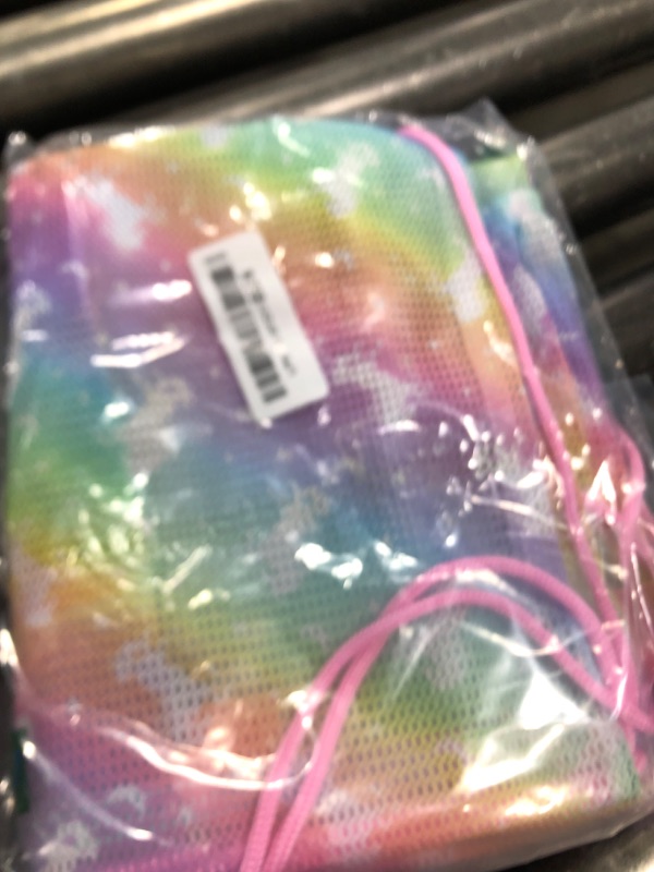 Photo 1 of PASHOP Drawstring Backpack for Kids, Girls Mesh Beach Bag for Swimming, Large Size Gym Drawstring Bags Cinch Sack for Girls (Rainbow)