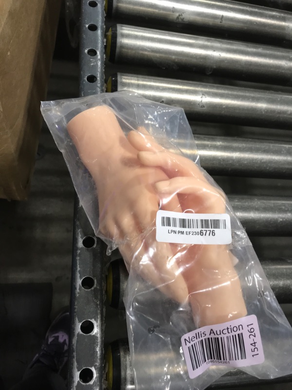 Photo 1 of 2 Pieces Spooky Halloween Decoration Realistic Hands,Life Size Severed Plastic Hands, Fake Human Hands Bloody Dead Body Parts Haunted House Decorations (Ladies Hand)