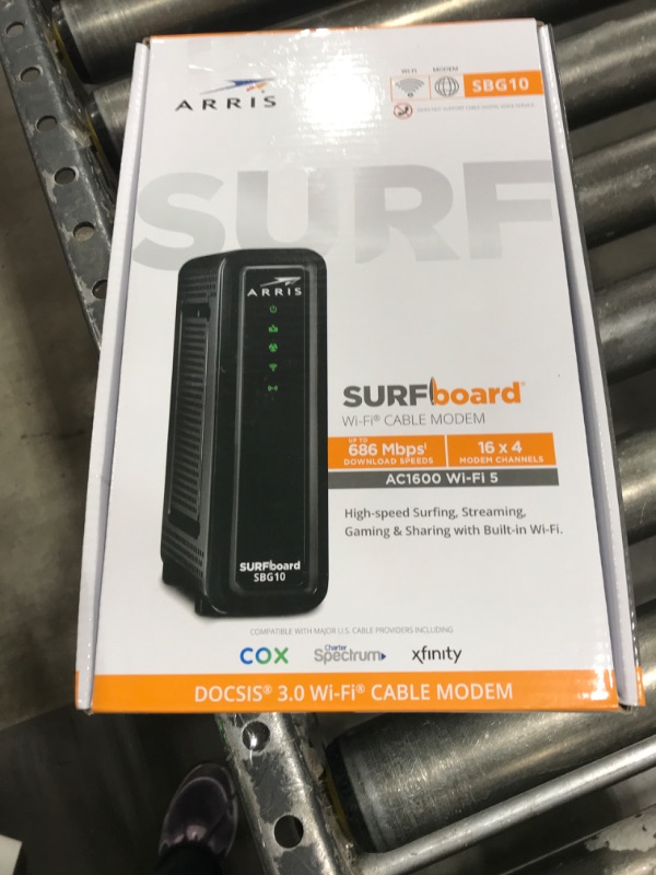 Photo 1 of ARRIS (SBG10) - Cable Modem Router Combo - DOCSIS 3.0 16 x 4 Gigabit & AC1600 WiFi, For Comcast Xfinity, Cox, check with ISP for compatibility [Not for Spectrum] 400 Mbps Max Internet Speeds