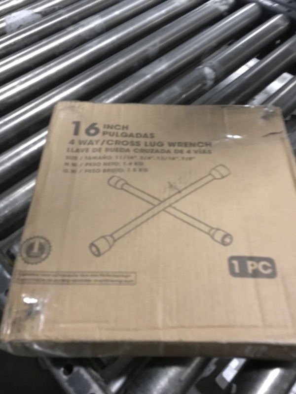 Photo 1 of Torin Professional 16 Inch Universal Heavy Duty 4-Way Cross Lug Wrench (11/16", 3/4", 13/16", 7/8") for Tire Changing and Auto Maintenance, Silver