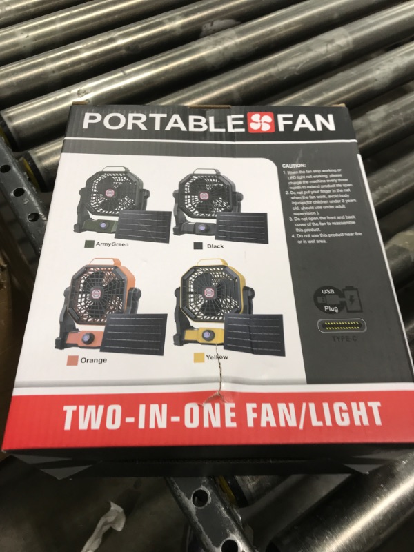 Photo 1 of 20000mAh Solar Fan with LED Lantern, Camping Fan with Solar Panel, 7W Rechargeable Powered for Outside, Quiet Battery Operated Tent Fan for Picnic, Barbecue, Fishing, Travel
