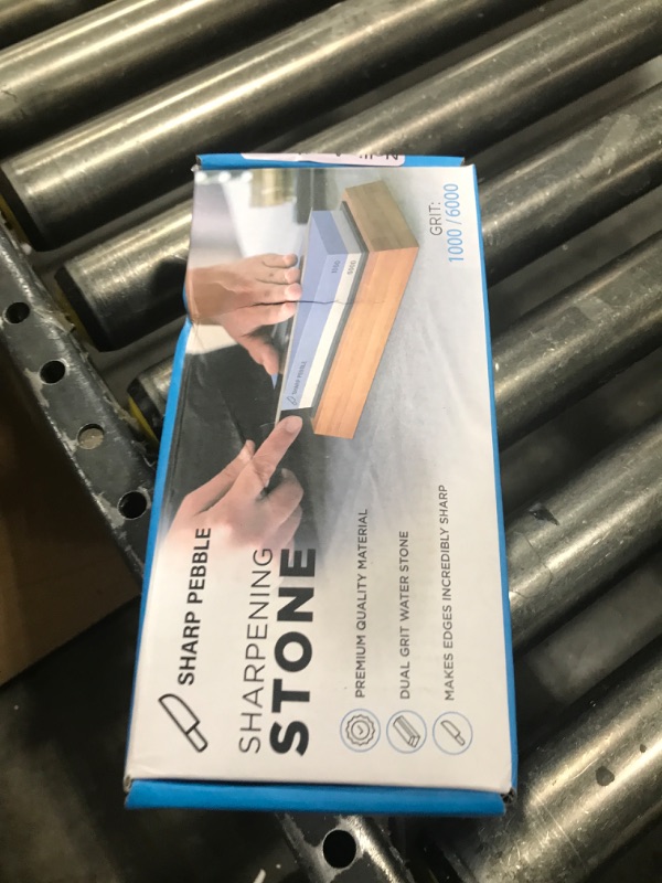 Photo 1 of Sharp Pebble Premium Whetstone Knife Sharpening Stone 2 Side Grit 1000/6000 Waterstone- Whetstone Knife Sharpener- NonSlip Bamboo Base & Angle Guide