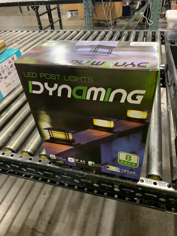 Photo 1 of Dynaming 8 Pack Solar Post Cap Lights Outdoor with Flickering Flame Light, Fence Post Solar Lights Fit for 4x4 5x5 6x6 Vinyl/Wooden Posts