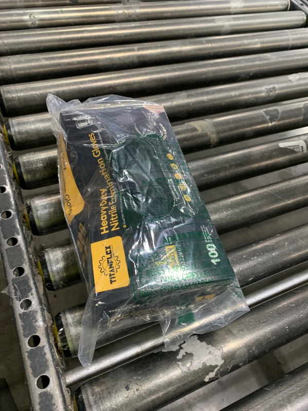 Photo 1 of TitanFlex Heavy-Duty Black Disposable Nitrile Gloves, Box of 100, 6-mil, Fully Textured, Powder-Free, Latex-Free, Non-Sterile (L)