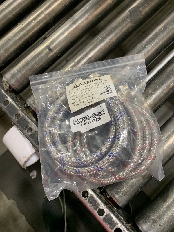 Photo 1 of Yejesiy 4 Ft Washing Machine Hoses, Premium Stainless Steel Washer Hoses Burst Proof 2 Packs, Hot and Cold Striped Water Supply Hoses for ALL Washing Machine