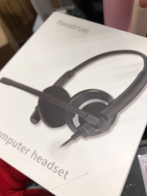 Photo 1 of awatrue Wired Headset with Microphone for PC Laptop - 3.5mm Jack On Ear Headphones with Noise Cancelling Microphone for Boom Skype Webinars, in-line Control,Comfortable