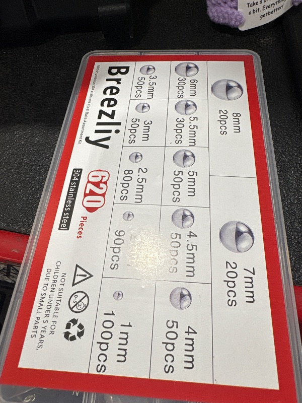 Photo 1 of Breezliy 304 Stainless Steel Ball 620Pcs 1-8mm Metric Precision Assorted Loose Bicycle Bearing Steel Ball Assortment Kit?12 Sizes?