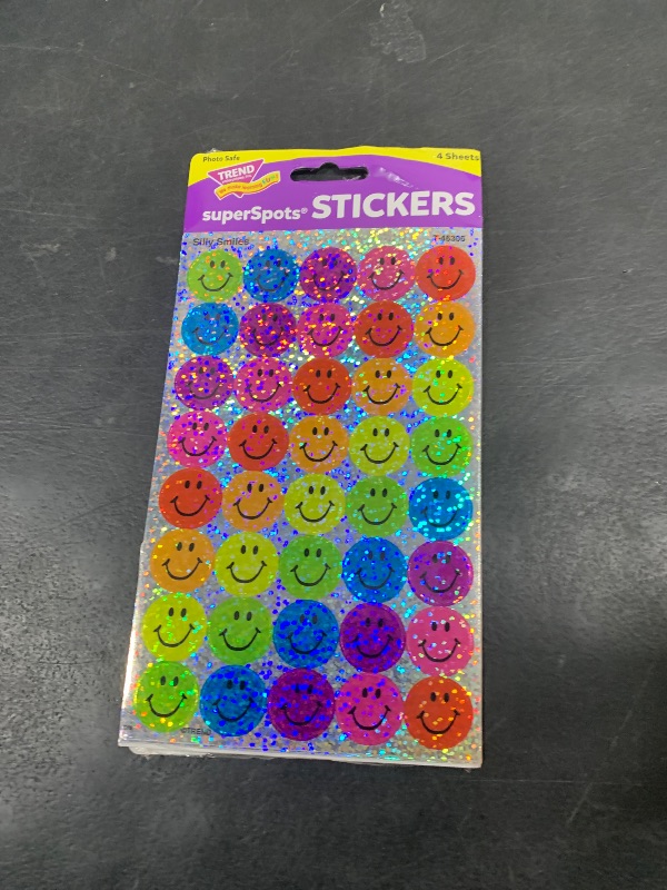 Photo 1 of Trend Silly Smiles Sparkle superSpots Stickers, Classroom Incentives, 160 Count