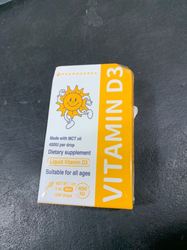 Photo 1 of PHARGOODS+ Baby Vitamin D3 Drops-400IU per Drop-1200 Servings-Safe for Newborns&Kids-Supports Immune&Bone Health-30ml
