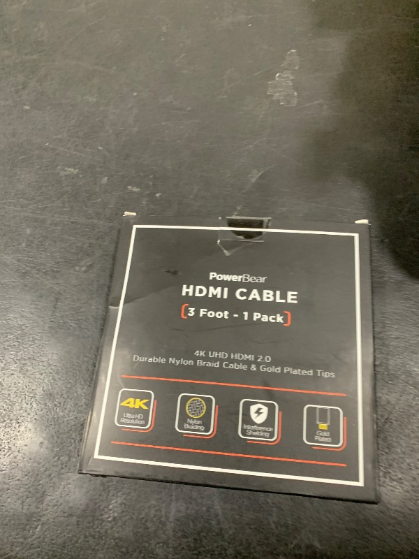 Photo 1 of PowerBear 4K HDMI Cable 3 ft | High Speed Hdmi Cables, Braided Nylon & Gold Connectors, 4K @ 60Hz, Ultra HD, 2K, 1080P, ARC & CL3 Rated | for Laptop, Monitor, PS5, PS4, Xbox One, Fire TV, & More