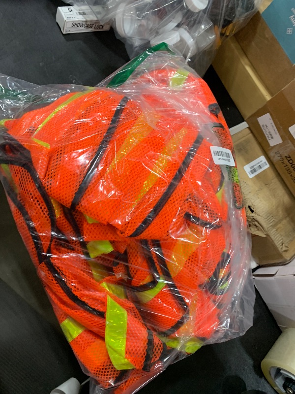 Photo 1 of Haysandy 20 Pcs High Visibility Reflective Safety Vest Construction Vest Strips Neon Mesh Universal Size for Men Outdoor(Neon Orange,20 Pcs)