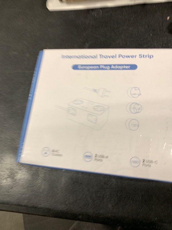 Photo 1 of Kakyanill European Travel Plug Adapter, EU/UK/US Travel Plug Adapter Power Strip, 6 AC Outlets, 4 USB Ports (2 USB C), 3ft Wrapped Around Extension Cord, Universal Travel Adapter