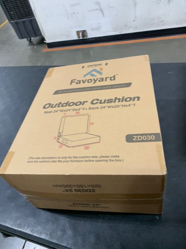 Photo 1 of Favoyard Deep Seat Patio Cushion 24 x 24 x 4 in Waterproof Seat & Back Cushion Set with Color Fade Resisitant Pattern, Portable Handle, Attach Straps, Zipper on Removable Cover for Outdoor Furniture