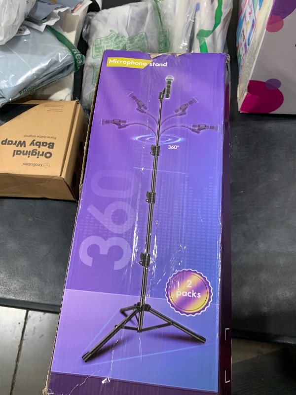 Photo 1 of 2 Pack Mic Stand Gooseneck Microphone Boom Stand for Singing Height Adjustable from 24” to 67” with 2 Mic Clips for Adults and Kids Singing Lecture Stage
