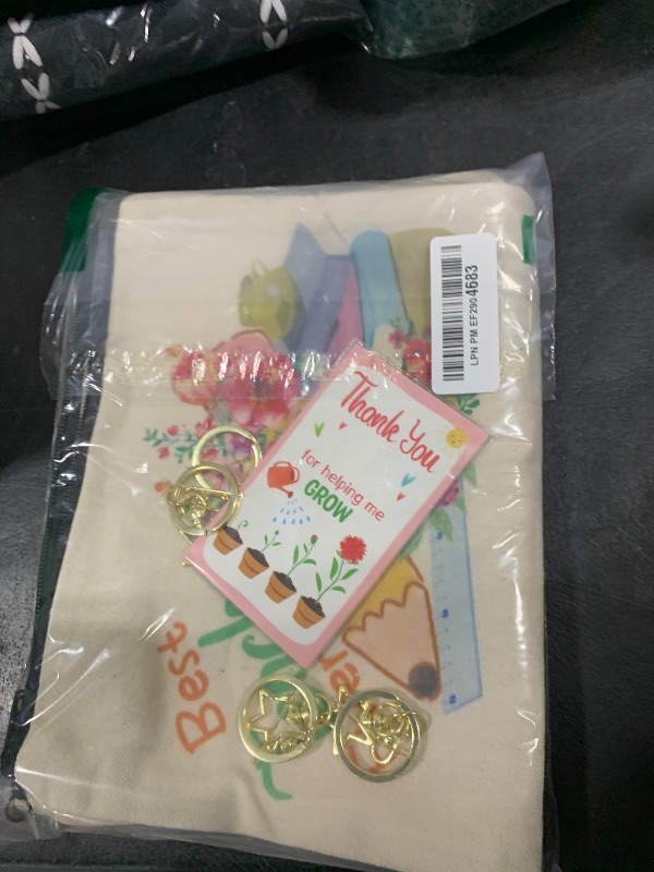 Photo 1 of WorldBazaar Teacher Makeup Bags 6 Sets Teachers Day Gifts Pounches Teachers Appreciation Week Cards with Keychains Cosmetic Bags Graduation Back to School Supplies