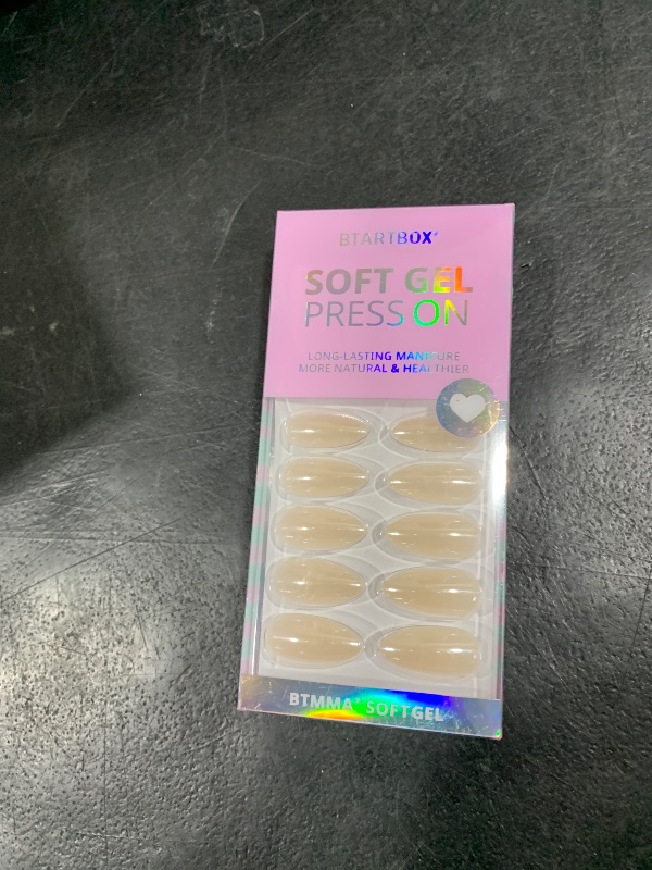Photo 1 of BTArtbox Press On Nails Medium Almond - Press on Nails Chrome Nails, Light Weight & Fit Perfectly Fake Nail with Nail Glue, Nude Glue On Nails in 15 Sizes, Glazed Donut