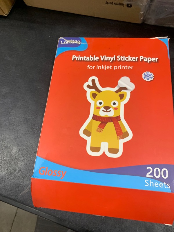 Photo 1 of Lzerking Glossy Printable Vinyl 200 Sheets for Inkjet Printer Sticker Paper 8.5"x11" Adhseive Waterproof White Labels Decal Papers