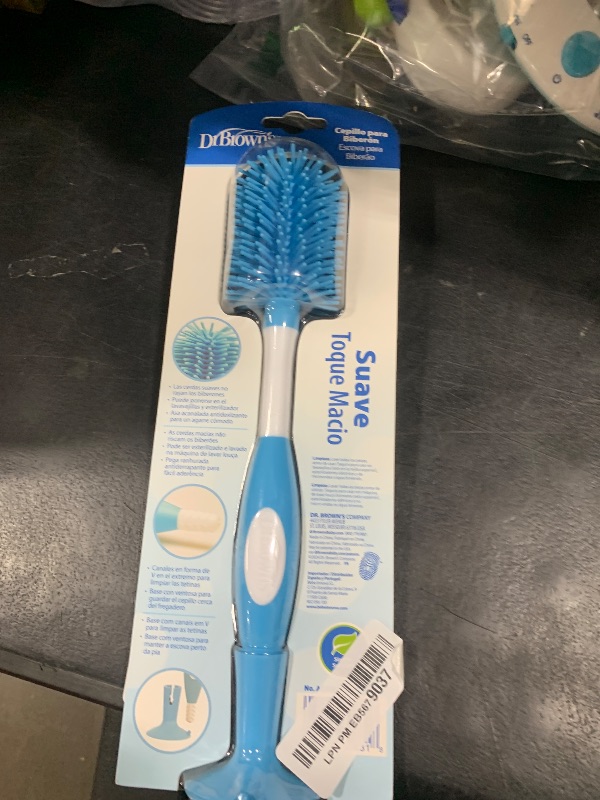 Photo 1 of Dr. Brown's Soft Touch No Scratch Baby Bottle Cleaning Brush Nipple Cleaner with Stand and Storage Clip, BPA Free, Blue 1-Pack