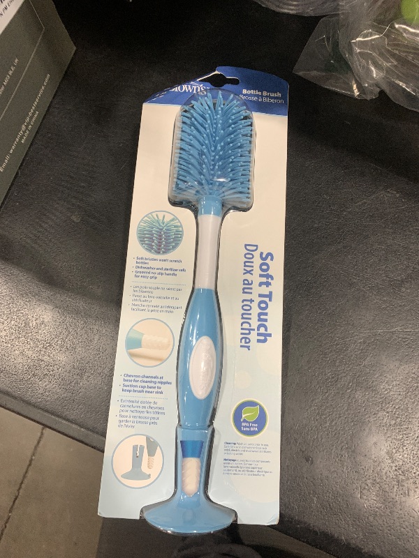 Photo 1 of Dr. Brown's Soft Touch No Scratch Baby Bottle Cleaning Brush Nipple Cleaner with Stand and Storage Clip, BPA Free, Blue 1-Pack