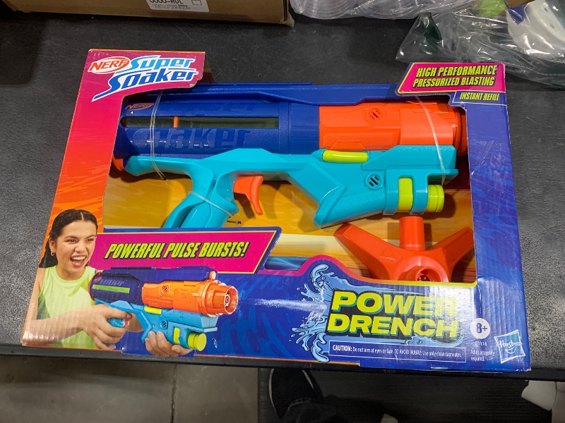 Photo 1 of Nerf Super Soaker Power Drench Water Blaster, High Performance Pressurized Blasting, Easy Fill Station, Water Toys, Ages 8+