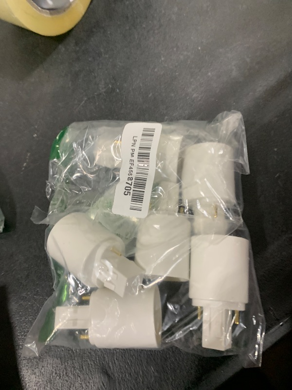Photo 1 of [Must Bypass Ballast to Avoid Flick Smoke Burn] 6pcs E-Simpo 4Pin Conductive Gx24q to E26/E27 Lamp Base Adapter Short G24q to Medium Edison Light Socket Converter Replace CFL PL GX24Q Holder