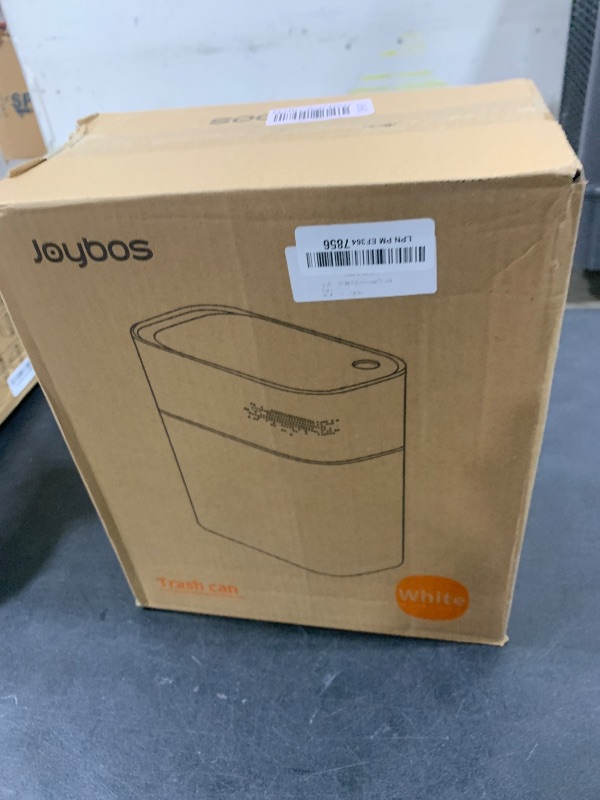 Photo 1 of JOYBOS Small Bathroom Trash Cans with Lids,3.8 Gallon Slim White Plastic Automatic Garbage Can,Narrow Motion Sensor Waterproof Trash Bin for Bedroom, Toilet,Office