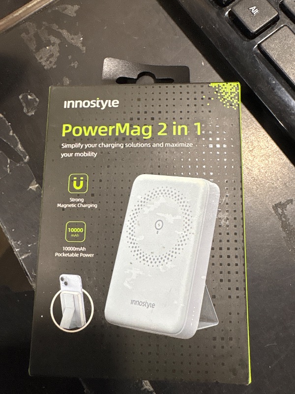Photo 1 of Innostyle Magnetic Wireless Portable Charger 10000mAh Magnetic Power Bank with Foldable Stand for iPhone 16/15/14/13/12 Series 20W Fast Charging with USB-C