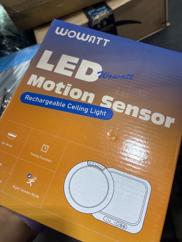 Photo 1 of wowatt Rechargeable Battery Operated Ceiling Light, Motion Sensor Light Indoor Wireless Shower Lamp with Remote 3000K 4500K 6500K Dimmable Timing for Closet, Shower, Hallway, Patio