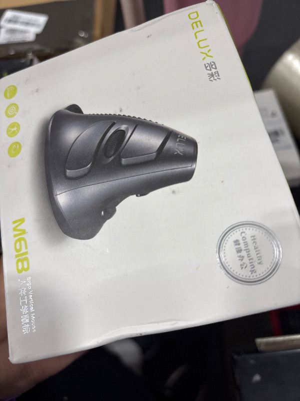 Photo 1 of DeLUX Rechargeable Ergonomic Wireless Mouse Silent, 1600DPI, Reduce Hand and Wrist Pain, Vertical Mouse with USB Receiver and BT 5.0, 6 Buttons and Removable Palm Rest (M618G DB-Black)